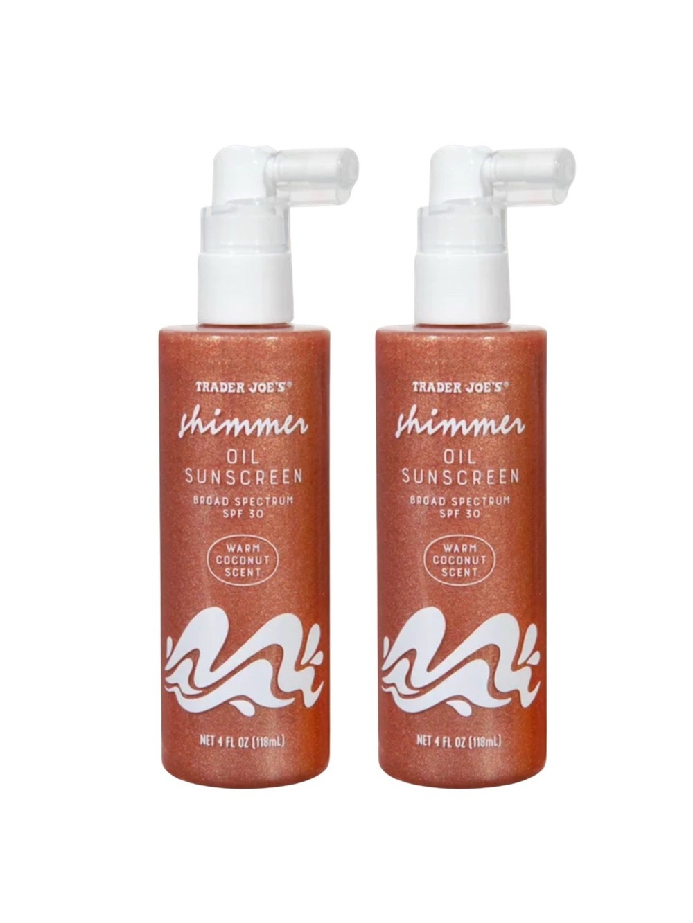 Trader Joe's Shimmer Oil Sunscreen - Warm Coconut (Set of 2). BNWT